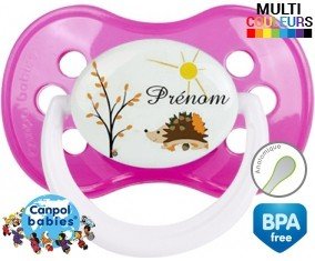 Hérisson soleil + prénom: Sucette Anatomique-su7.fr
