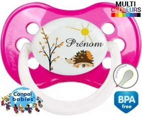 Hérisson soleil + prénom: Sucette Anatomique-su7.fr