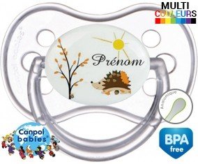 Hérisson soleil + prénom: Sucette Anatomique-su7.fr