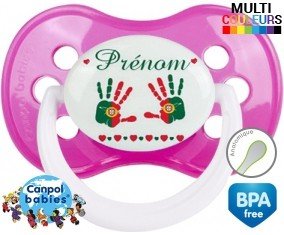 Drapeau portugal et main de bébé + prénom: Sucette Anatomique-su7.fr