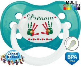 Drapeau portugal et main de bébé + prénom: Sucette Anatomique-su7.fr