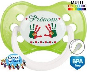 Drapeau portugal et main de bébé + prénom: Sucette Anatomique-su7.fr