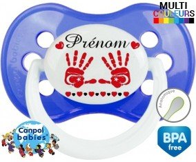 Main de bébé turquie + prénom : Sucette Anatomique personnalisée