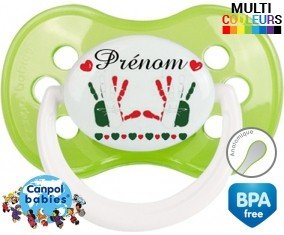 Main de bébé italie + prénom: Sucette Anatomique-su7.fr