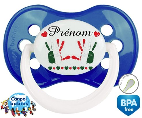 Main de bébé italie + prénom: Sucette Anatomique-su7.fr