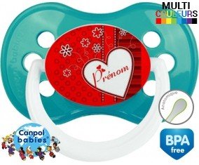 Coeur fleur rouge + prénom: Sucette Anatomique-su7.fr
