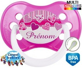 Originale cœur rose + prénom: Sucette Anatomique-su7.fr
