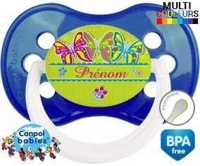 Papillons multicolores + prénom: Sucette Anatomique-su7.fr
