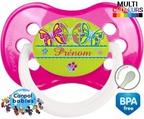 Papillons multicolores + prénom: Sucette Anatomique-su7.fr