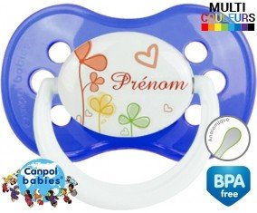 Fleurs style2 + prénom : Sucette Anatomique personnalisée