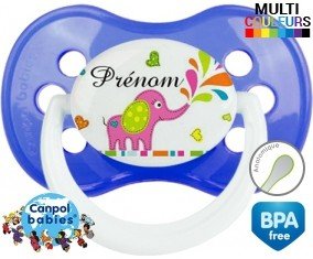 Eléphant rose style2 + prénom : Sucette Anatomique personnalisée