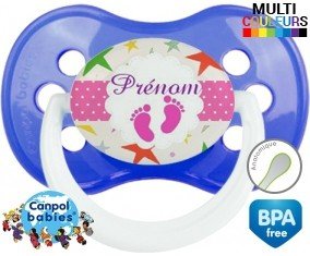 Tetine Étoile et pied + prénom embout Anatomique personnalisée