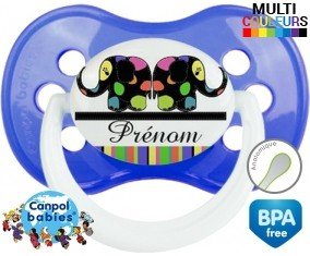 Eléphant multicolore + prénom : Sucette Anatomique personnalisée