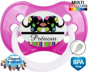 Eléphant multicolore + prénom: Sucette Anatomique-su7.fr