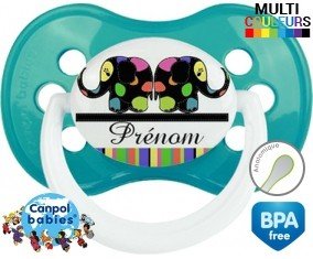 Eléphant multicolore + prénom: Sucette Anatomique-su7.fr