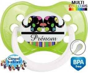 Eléphant multicolore + prénom: Sucette Anatomique-su7.fr