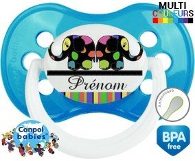 Eléphant multicolore + prénom: Sucette Anatomique-su7.fr
