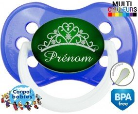 Couronne verte + prénom : Sucette Anatomique personnalisée