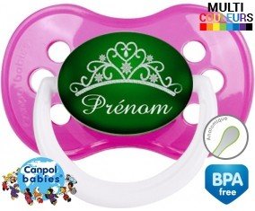 Couronne verte + prénom: Sucette Anatomique-su7.fr