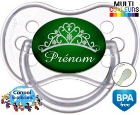 Couronne verte + prénom: Sucette Anatomique-su7.fr