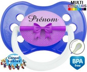 Noeud papillon violet + prénom : Sucette Anatomique personnalisée
