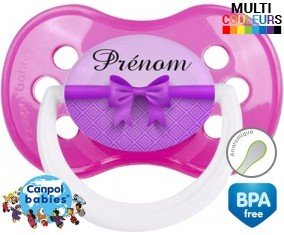 Noeud papillon violet + prénom: Sucette Anatomique-su7.fr