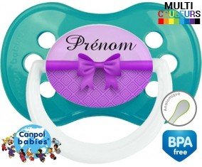 Noeud papillon violet + prénom: Sucette Anatomique-su7.fr