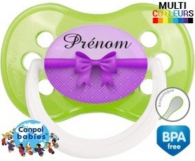 Noeud papillon violet + prénom: Sucette Anatomique-su7.fr