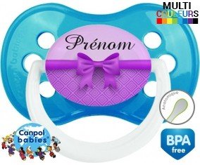 Noeud papillon violet + prénom: Sucette Anatomique-su7.fr