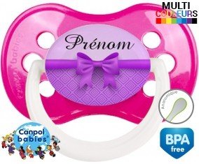 Noeud papillon violet + prénom: Sucette Anatomique-su7.fr