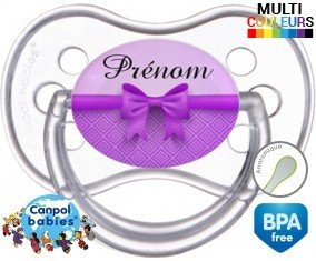 Noeud papillon violet + prénom: Sucette Anatomique-su7.fr