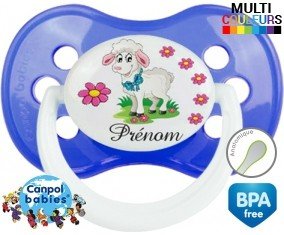 Mouton fleurs + prénom : Tétine Anatomique personnalisée