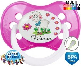 Mouton fleurs + prénom: Sucette Anatomique-su7.fr