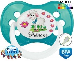 Mouton fleurs + prénom: Sucette Anatomique-su7.fr