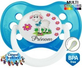 Mouton fleurs + prénom: Sucette Anatomique-su7.fr