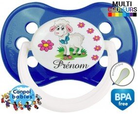 Mouton fleurs + prénom: Sucette Anatomique-su7.fr