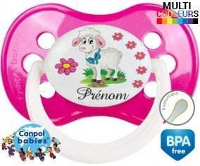 Mouton fleurs + prénom: Sucette Anatomique-su7.fr