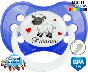 Mouton cœurs + prénom : Sucette Anatomique personnalisée