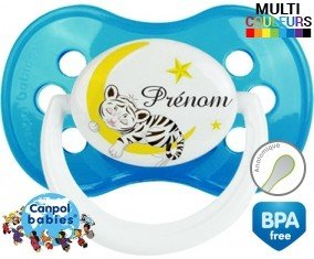 Tigre lune + prénom: Sucette Anatomique-su7.fr