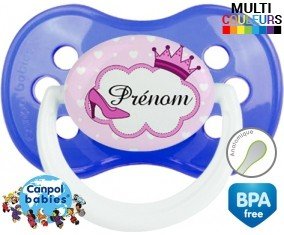 Couronne princesse et chaussure + prénom: Sucette Anatomique-su7.fr