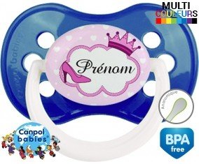 Couronne princesse et chaussure + prénom: Sucette Anatomique-su7.fr
