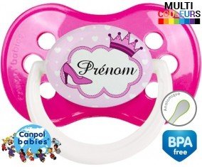 Couronne princesse et chaussure + prénom: Sucette Anatomique-su7.fr