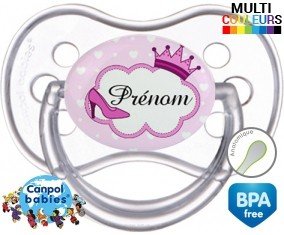 Couronne princesse et chaussure + prénom: Sucette Anatomique-su7.fr