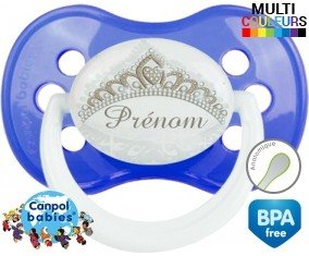 Couronne argentée + prénom: Sucette Anatomique-su7.fr
