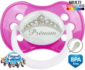Couronne argentée + prénom: Sucette Anatomique-su7.fr