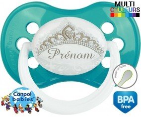 Couronne argentée + prénom: Sucette Anatomique-su7.fr