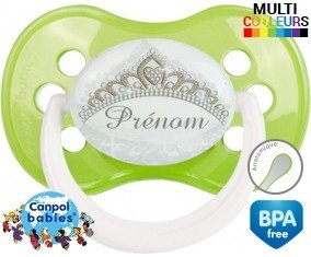 Couronne argentée + prénom: Sucette Anatomique-su7.fr