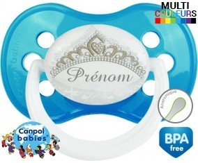 Couronne argentée + prénom: Sucette Anatomique-su7.fr