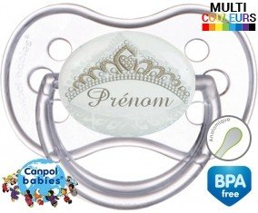 Couronne argentée + prénom: Sucette Anatomique-su7.fr