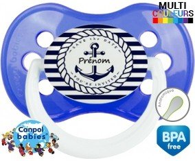 Marine rayée + prénom: Sucette Anatomique-su7.fr
